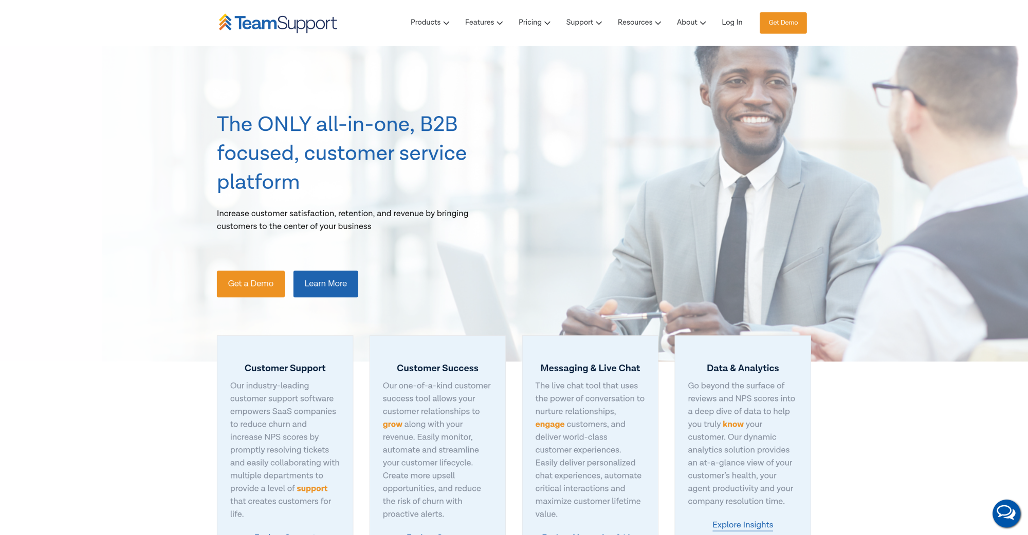 Teamsupport Ticketing system homepage