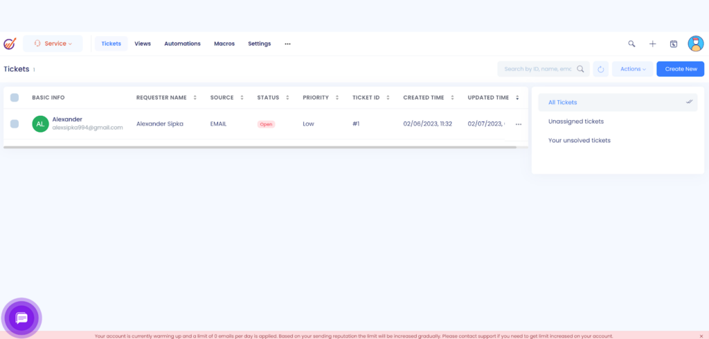 EngageBay - Ticket概览