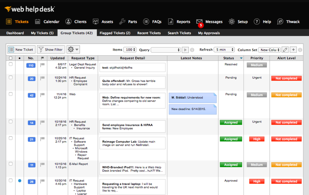 SolarWinds服务台Ticket