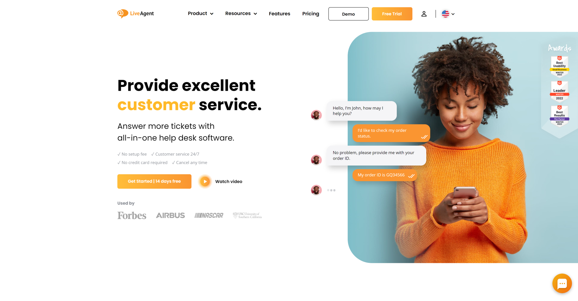 LiveAgent Ticketing System homepage