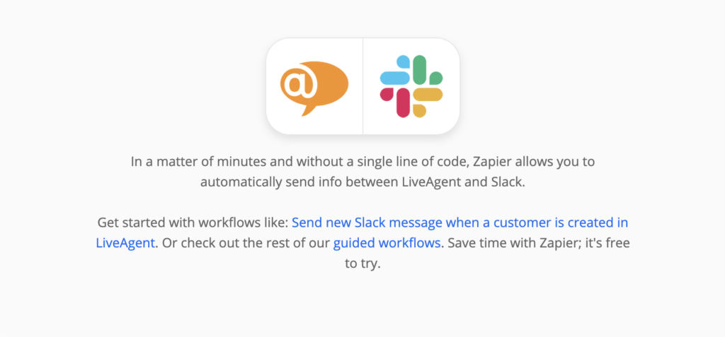 LiveAgent和Slack集成的Zapier页面