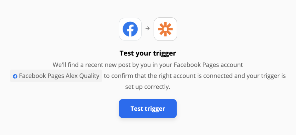 Zapier上的Facebook页面触发条件测试