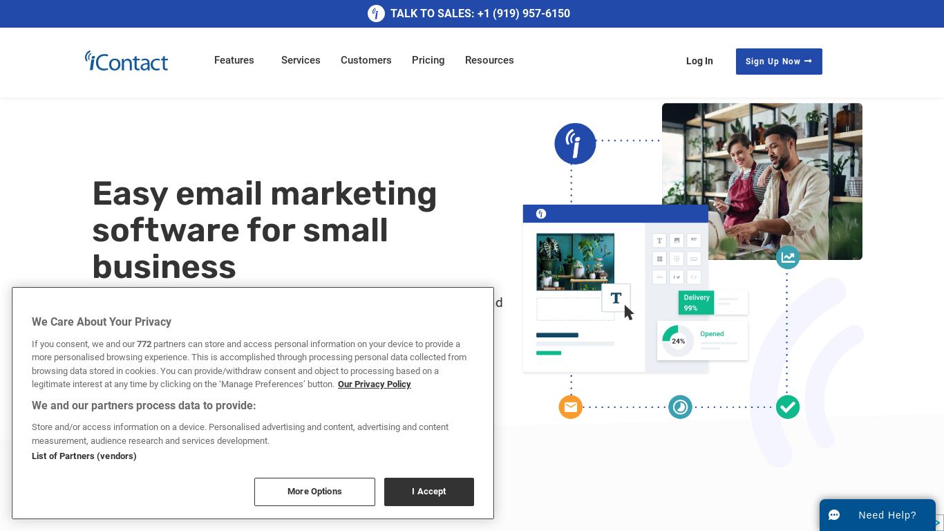 Sending marketing emails is easy with iContact’s business email platform. Go from signing up to sending emails in minutes. No marketing experience required, no strings attached.