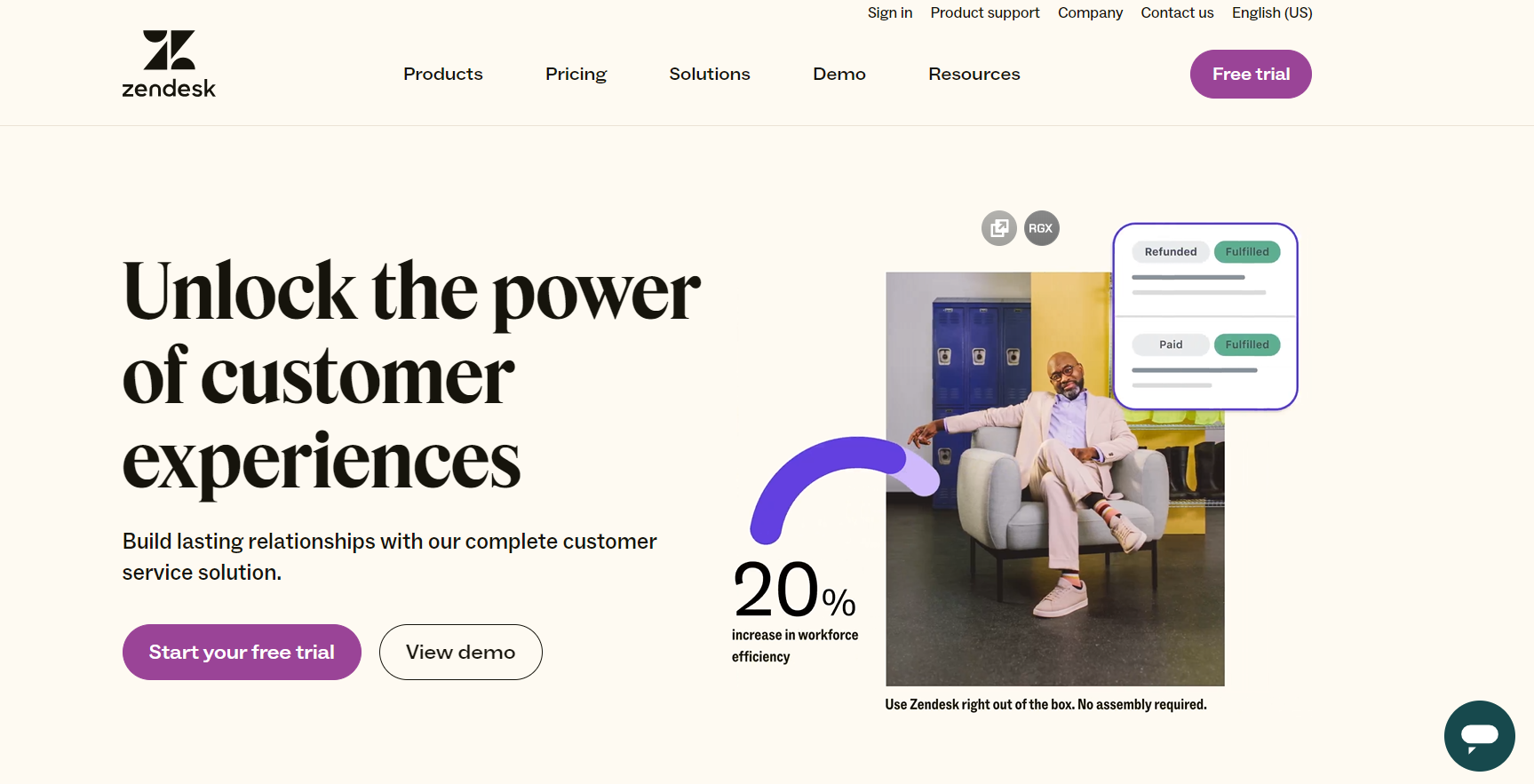 Zendesk 呼叫中心软件主页