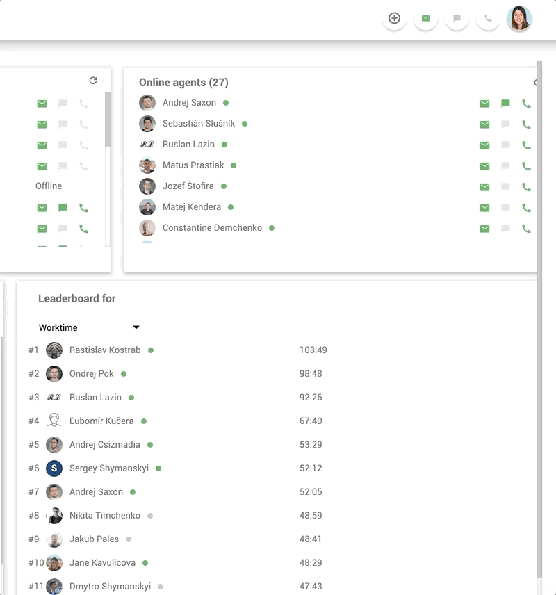 LiveAgent中的内部工作间对话功能 - 示例