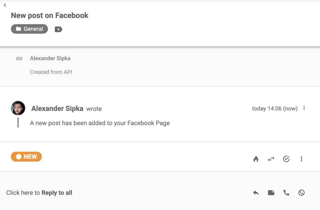 到达LiveAgent的Facebook通知