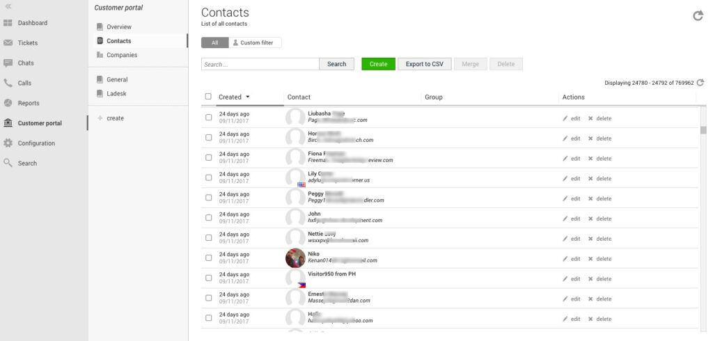 Customer_Database_contacts LiveAgent's customer database contacts