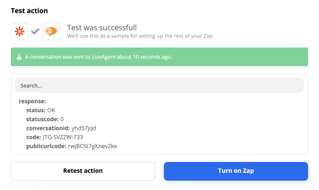 LiveAgent和Slack集成在Zapier上的成功测试