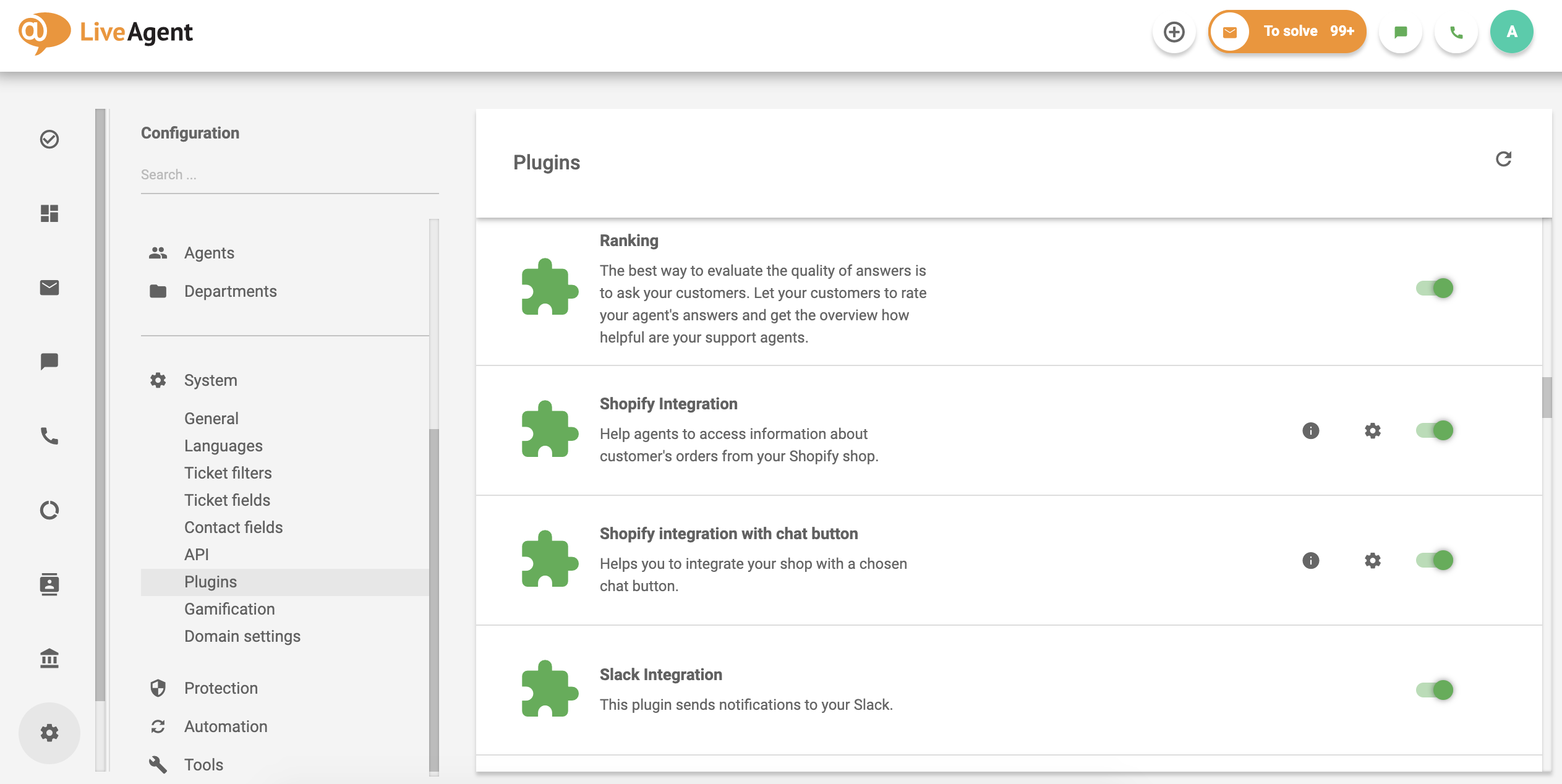 LiveAgent客户服务软件插件列表