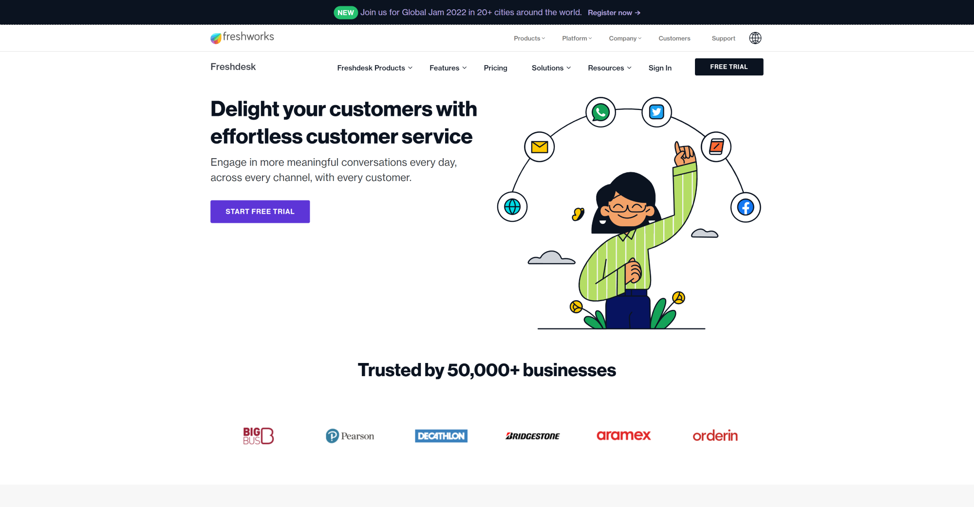 Freshdesk Ticketing system homepage