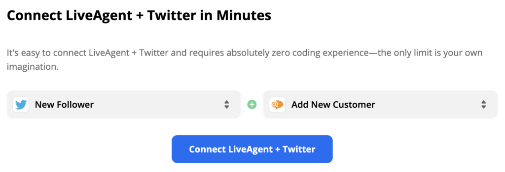 Zapier上选择的Twitter触发条件和LiveAgent指令
