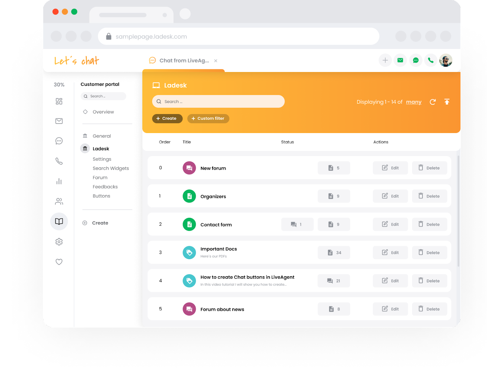 LiveAgent知识库支持门户